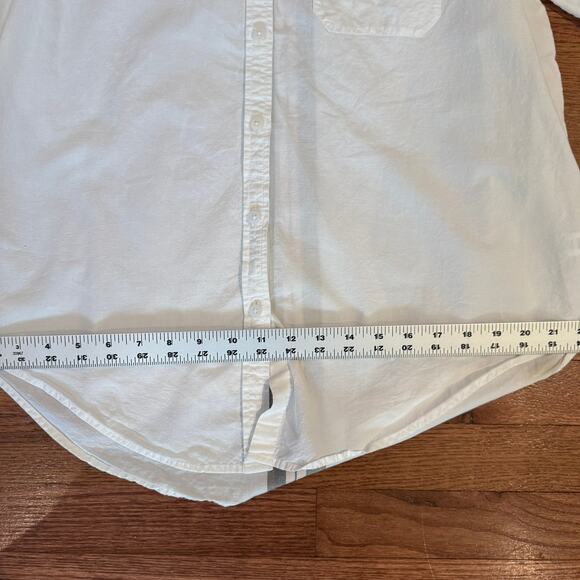 Athleta Marinwood White Button Down Shirt Back Stripe Women’s Large - Picture 6 of 8
